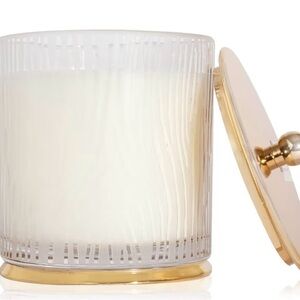 Elegant White and Gold Candle with Lid